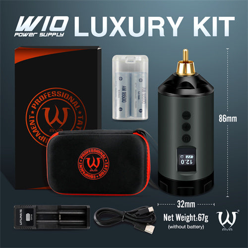 AVA W10 vezeték nélküli tetováló tápegység – Luxury Kit